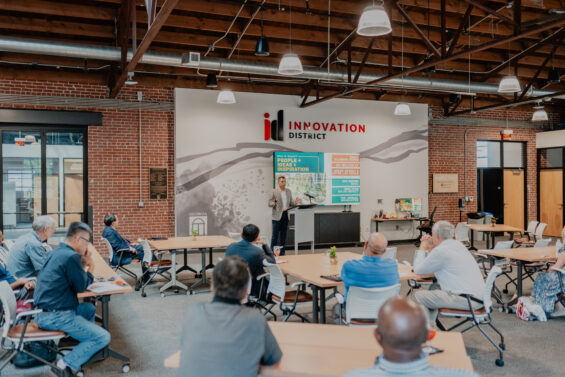 Mason Ailstock, President and CEO, speaking of Rowen’s mission at the UGA’s Delta Innovation Hub